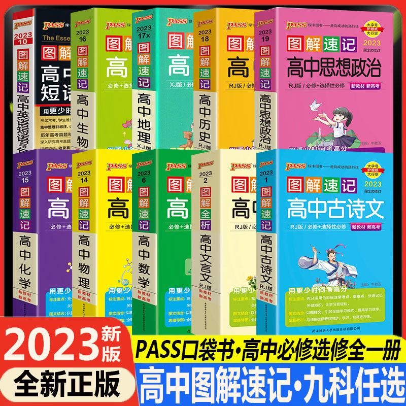 2023PASS绿卡图解速记新高考高中古诗文言文万能作文素材模板物化生地理数学历史政治英语四级3500词汇正乱序版短语与句型语法书高性价比高么？