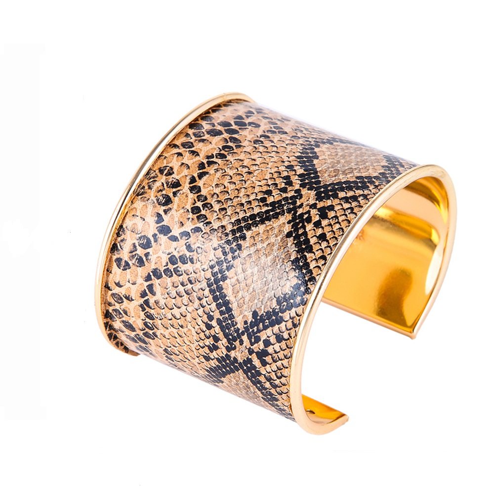 leather bracelet women hand catenary ins蛇纹皮革手镯夜店手环