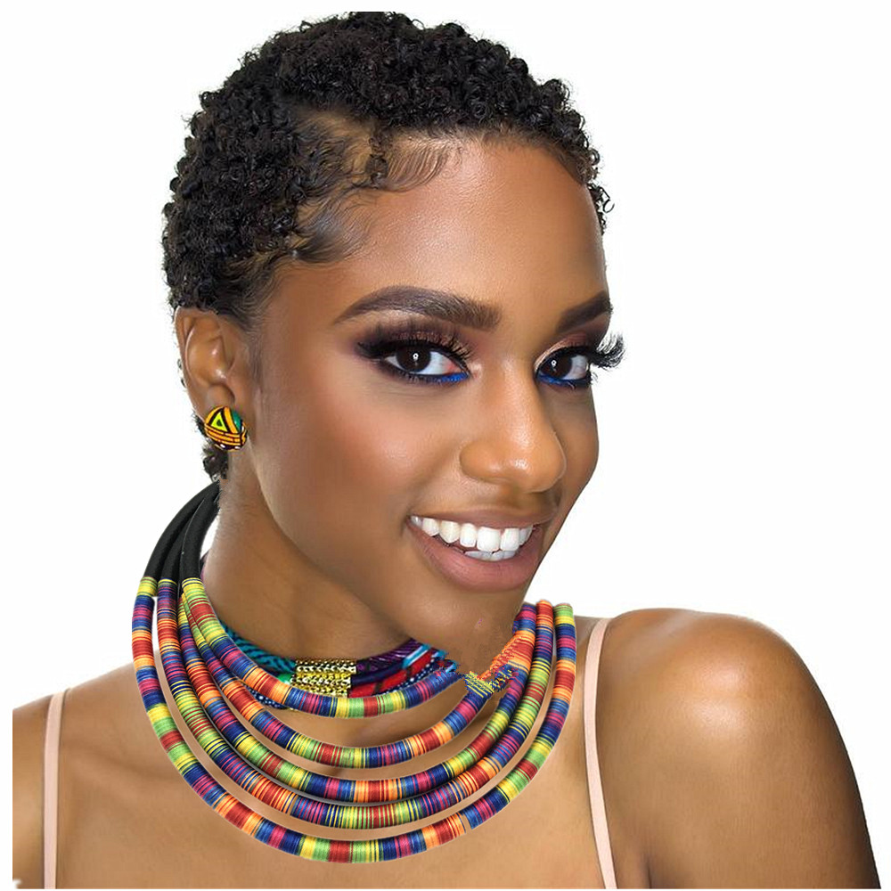 africa fashion women necklace jewelry 夸张多层编项链套装