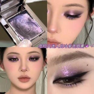 危险又迷人！烟熏紫色变色龙单色眼影盘爆闪珠光亮晶晶银绿蓝色女
