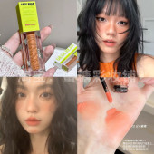 橘子汽水妆 亚裔雀斑橘色液体腮红细闪哑光日杂奶黄色眼影日落ins