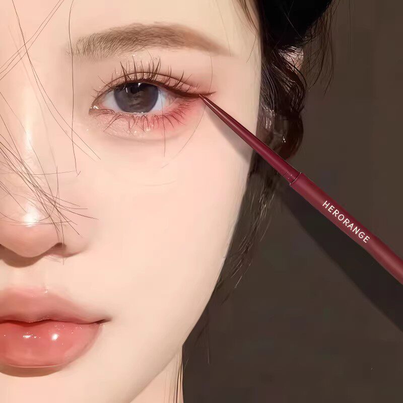 鞠学红棕眼睑下至！酒红色眼线笔胶笔防水不晕染极细黑棕色初学者