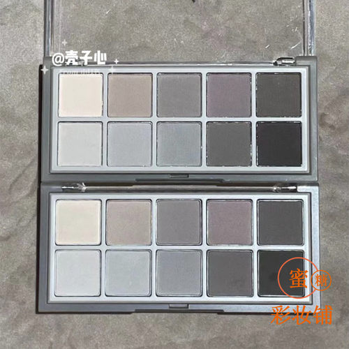 这盘眼影整体颜色偏灰，非常消肿