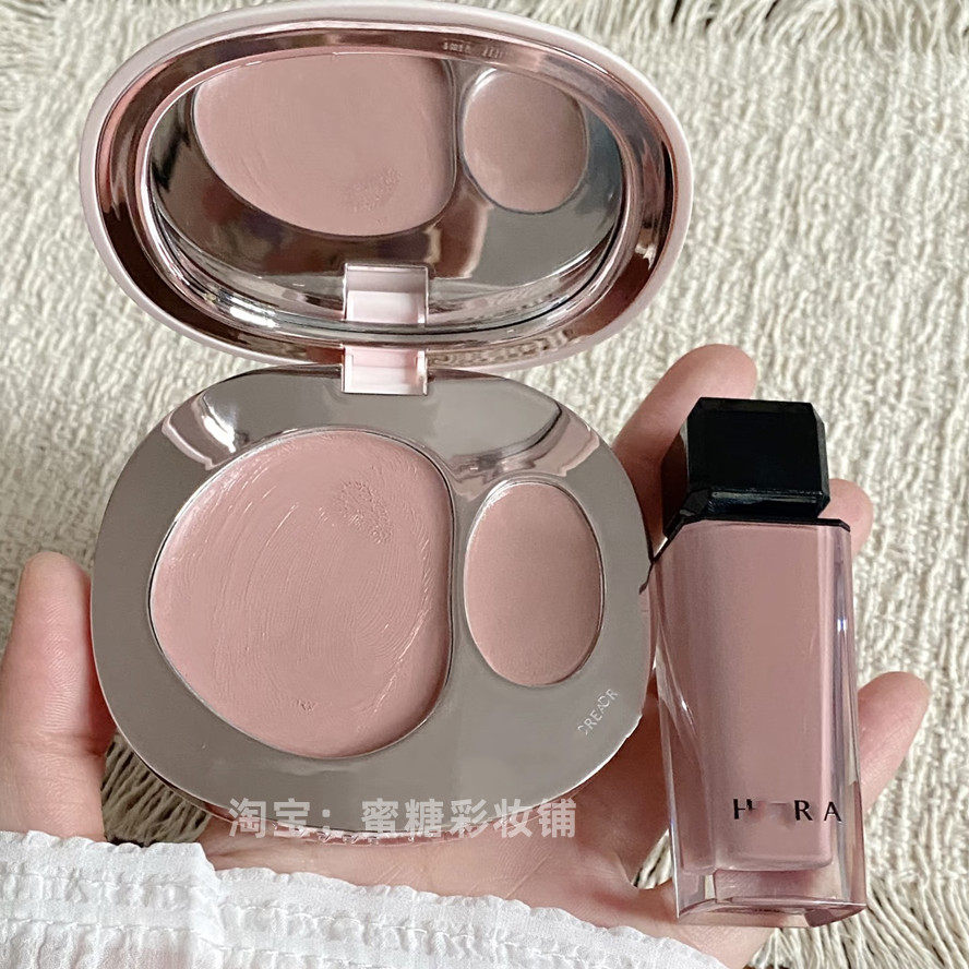 淡颜白开水双色腮红膏水光膏修容三合一烟熏玫瑰原生裸杏烟系灰粉