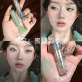 氧气感绝了 夏日青提妆 会呼吸 薄荷奶绿液体眼影荧光蓝细闪钻