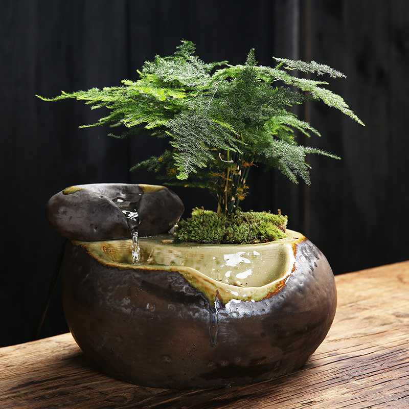 家居喷泉高山流水器景观盆景自动循环禅意风聚财小型桌面招财摆件