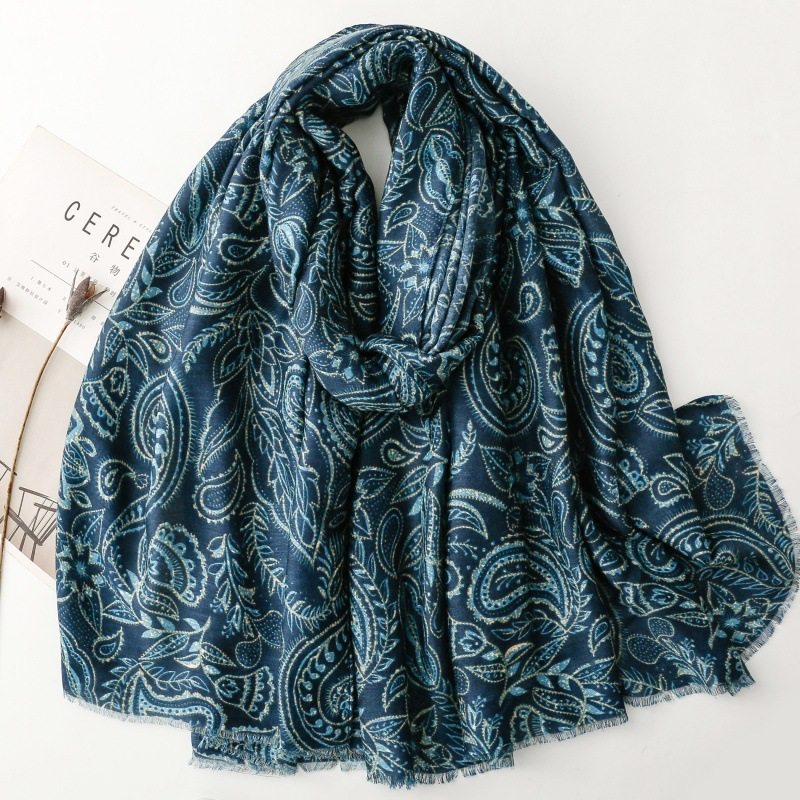 波西米亚棉麻质感围巾蓝绿佩兹利纹长丝巾显白防晒保暖披肩沙滩巾,服饰配件/皮带/帽子/围巾,围巾/丝巾/披肩,淘宝优惠券,粉丝福利购,淘宝优惠卷