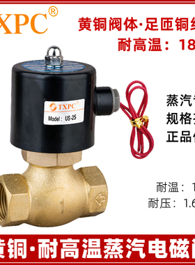 TXPC 4分耐高温蒸汽电磁阀6分1.5寸2寸蒸汽阀2L/US-15/20/25 220V