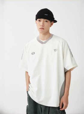 Nothwes 24ss 透气吸汗足球衣风格短袖拼接网眼撞色户外短袖T恤潮