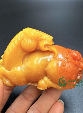 仿黄龙玉马上封侯把件玉石生肖马上封侯文玩茶宠招财摆件把玩件