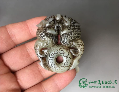 Антикварная подвеска из нефрита, ручка, украшение в руку