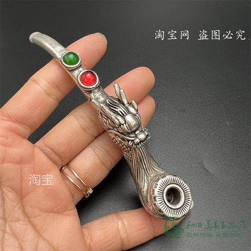 龙头仿古铜器藏银龙头烟嘴