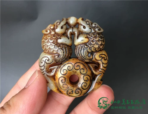 Антикварная подвеска из нефрита, ручка, украшение в руку