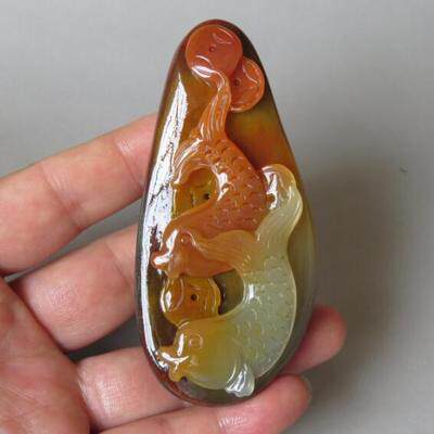 117克黄龙玉连年有余手把件玉把件独款雕件黄龙玉手工雕刻手把件