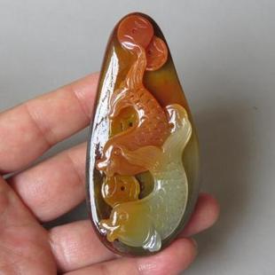 117克黄龙玉连年有余手把件玉把件独款雕件黄龙玉手工雕刻手把件