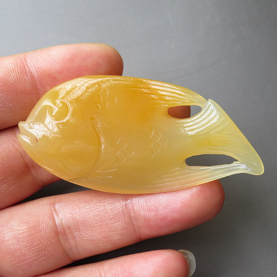 28克特价天然黄龙玉挂件玉石富贵有余吊坠 鱼玉坠玉石黄龙玉