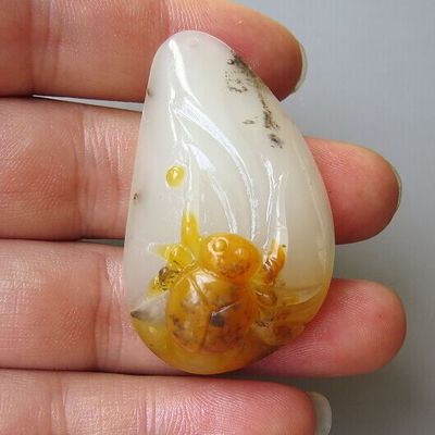26克厂家直销黄龙玉挂件吊坠 水草花 富甲天下雕件 黄龙玉玉吊坠图片
