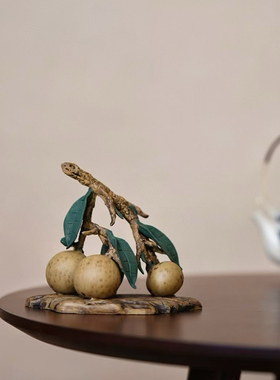 宜兴原矿紫砂茶宠枇杷 纯手工精品紫砂茶盘茶玩摆件