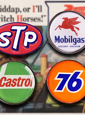 石油机油castrol标志徽章美国76加油站LOGO中古复古金属胸针pin