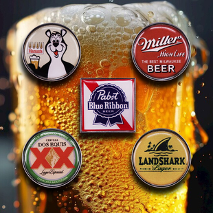 beer pin小众亚文化 复古啤酒品牌徽章胸针蓝带PBR汉姆hamm 美式