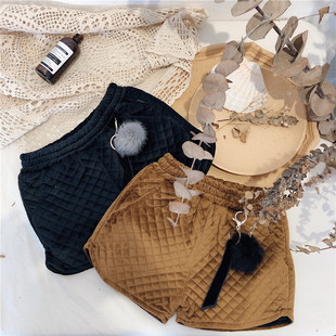 女童短裤秋冬季2024宝宝加绒加厚儿童金丝绒打底裤外穿中小童靴裤