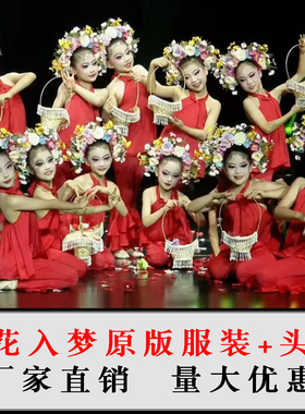 2025新款少儿舞蹈表演服女童群舞舞蹈服古典簪花入梦儿童演出服