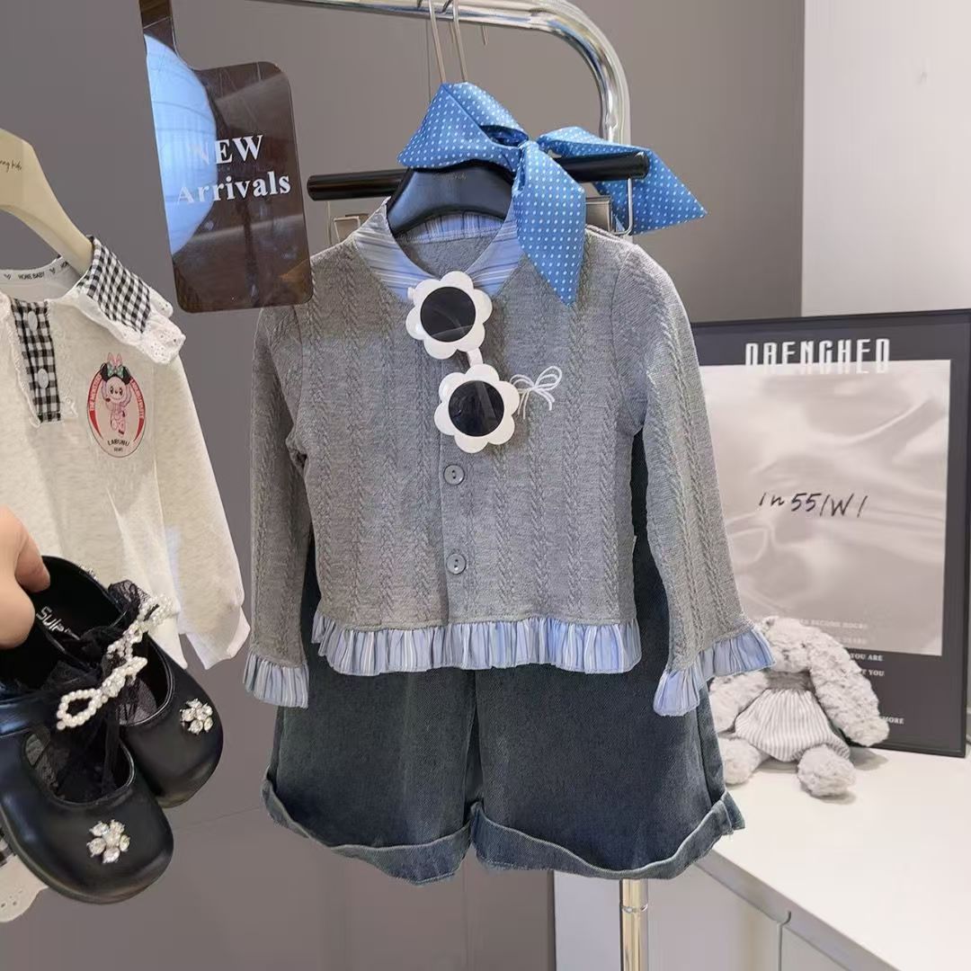依依麻儿童打底衫2025新款女童秋冬款开衫韩版毛衣可爱花边潮流