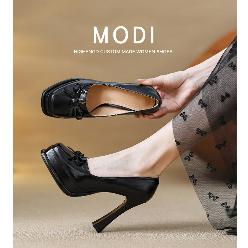 特小码34防水台单鞋小个子高跟鞋