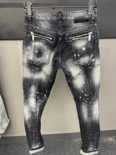 黑灰色立体裁剪拼接小脚裤 D2男装 男 时尚 2021秋季 口袋拉链款 新款