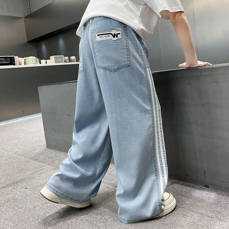 男童夏季裤子天丝牛仔防蚊裤薄款透气吸湿2026新款中大童男孩裤子