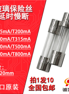 玻璃保险丝管T125/200/250/315/400/500/630/800mAL250V延时进口