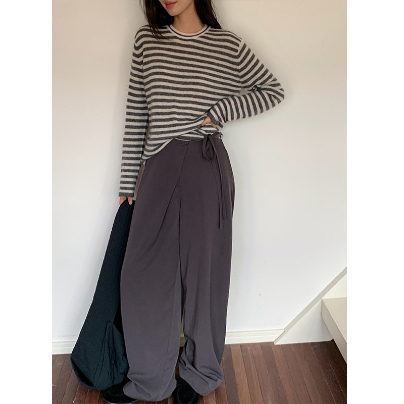 CLEANSPACE 锦棉腰部系带韩版高腰休闲裤十三行新款休闲裤长裤