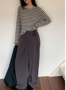 CLEANSPACE 锦棉腰部系带韩版高腰休闲裤十三行新款休闲裤长裤