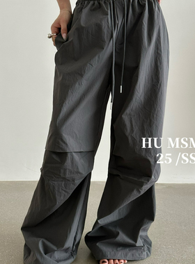 HUMSMR-2025新款夏上新潮流休闲抽绳伞兵裤阔腿长裤休闲裤C1013