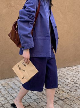 CLEAN SPACE-立领翻领宽松休闲简约百搭早春上新牛仔外套58502