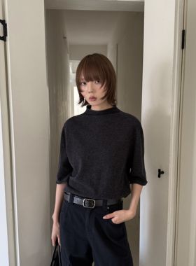 CLEAN SPACE-100%羊毛半高领中袖打底衫针织衫保暖毛衣58519