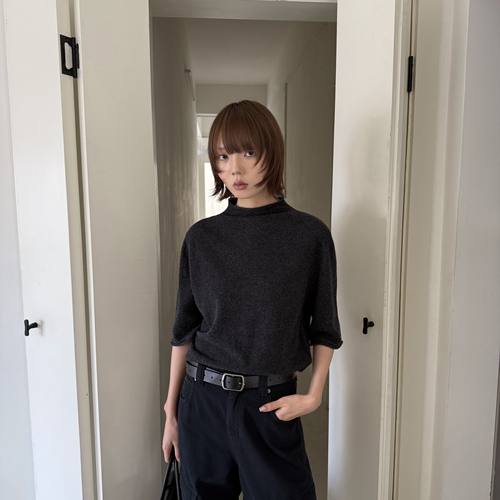 CLEAN SPACE-100%羊毛半高领中袖打底衫针织衫保暖毛衣58519