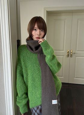 CLEAN SPACE-毛毛绒感V领宽松百搭多色慵懒厚实冬上新毛衣57822