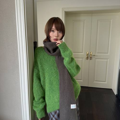 CLEAN SPACE-毛毛绒感V领宽松百搭多色慵懒厚实冬上新毛衣57822