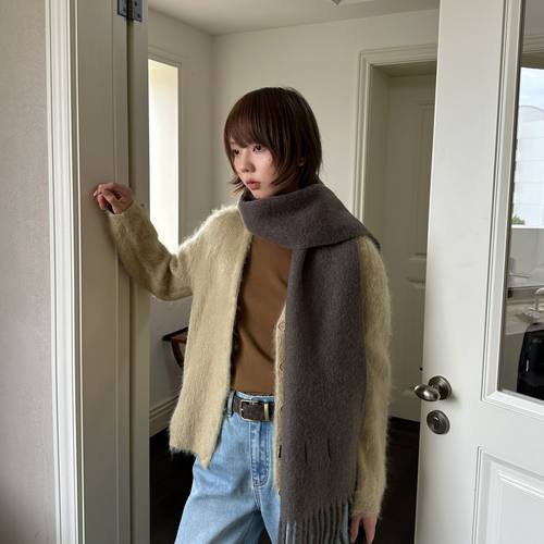 CLEAN SPACE-V领羊毛马海毛毛绒感秋冬上新纯色百搭毛衣58100