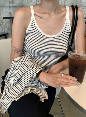 CLEAN SPACE-2025新款舒适百搭吊带毛织条纹背心  YS1-52838A#