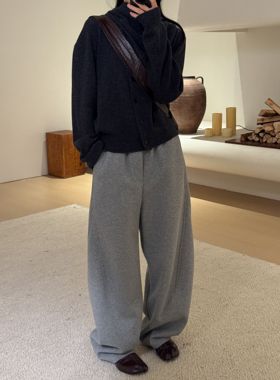 CLEAN SPACE-经典弯刀裤松紧腰厚实秋冬上新琥珀裤休闲裤57918