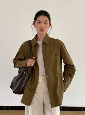 CLEAN SPACE-侧边开叉简约宽松通勤单穿内搭秋上新衬衫56958