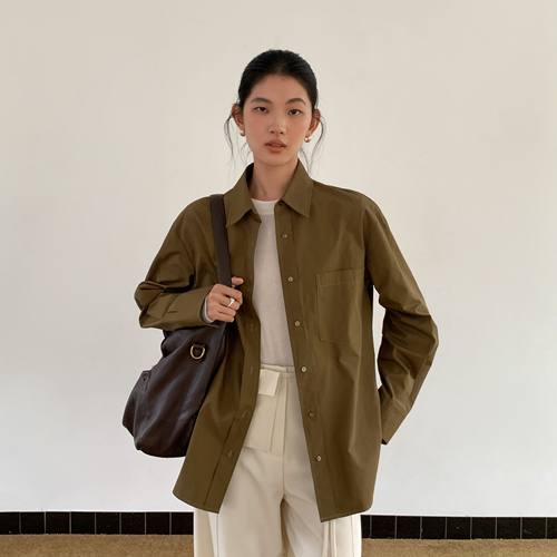 CLEAN SPACE-侧边开叉简约宽松通勤单穿内搭秋上新衬衫56958