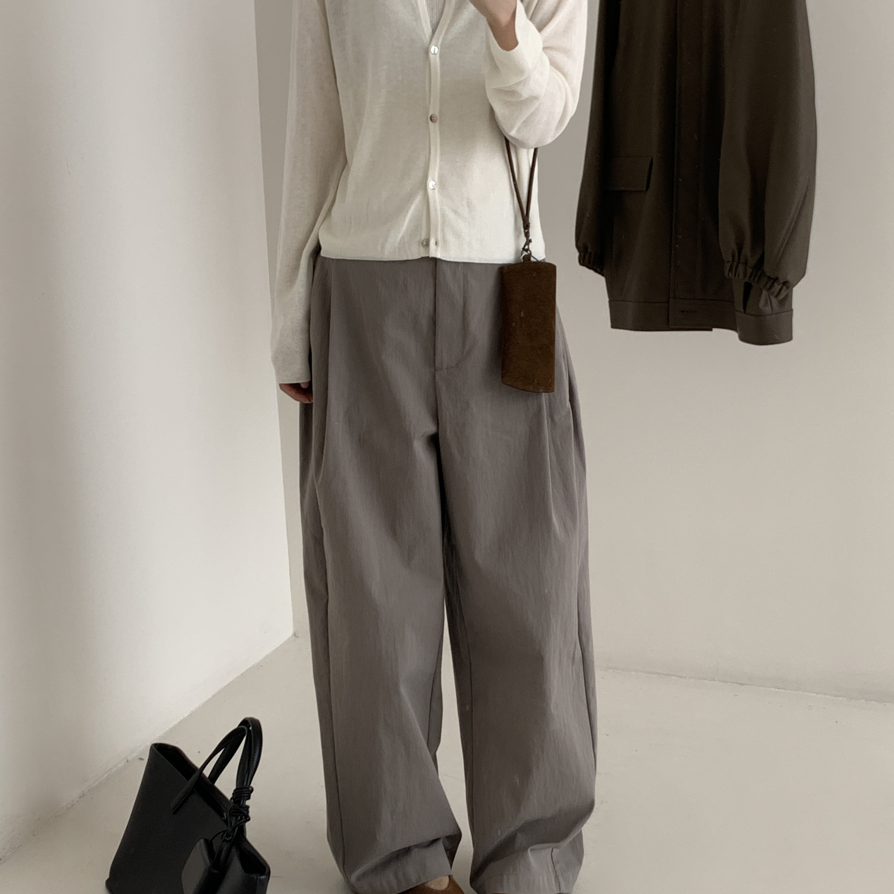 CLEAN SPACE-棉锦混纺休闲简约纯色百搭秋上新休闲裤56313