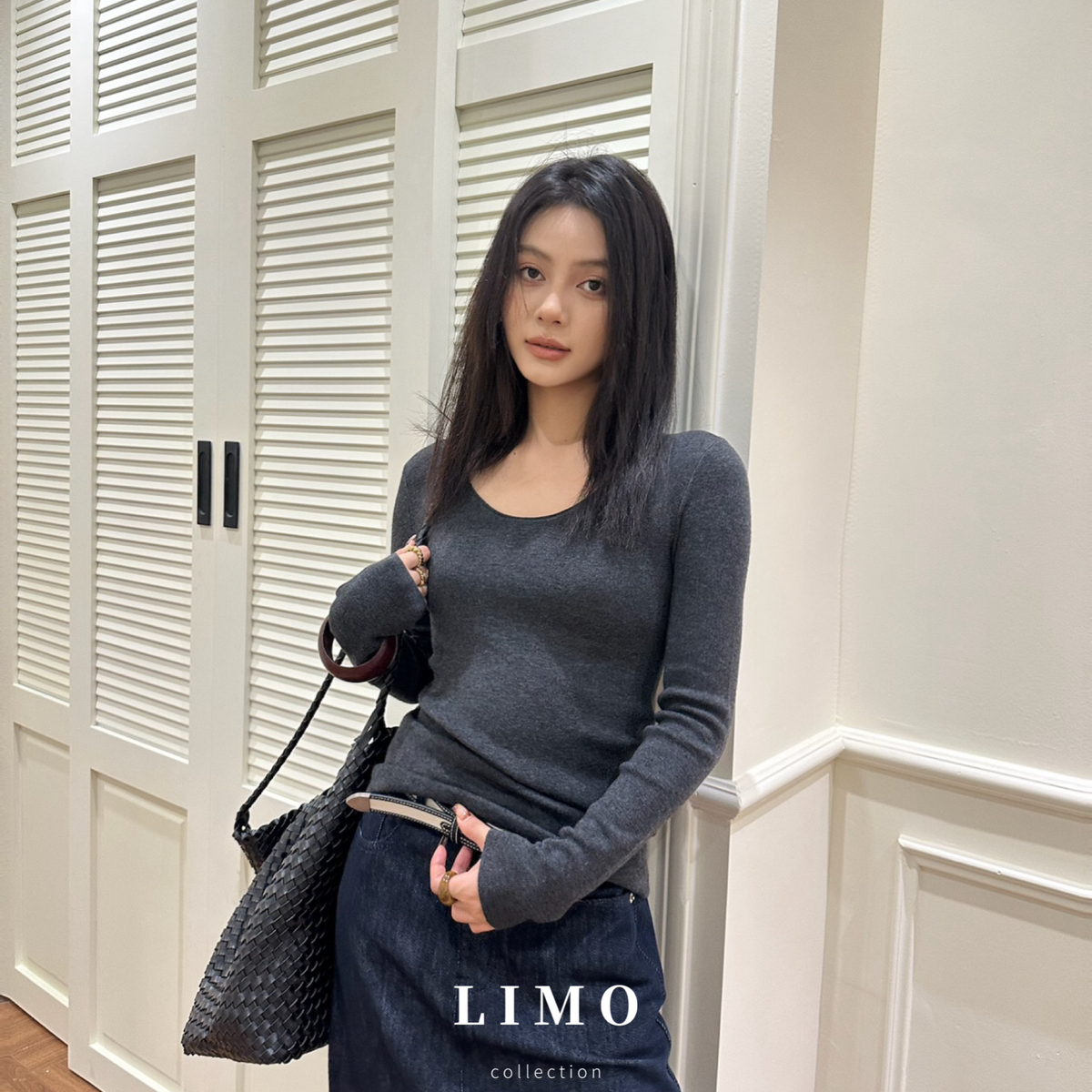 LIMO-秋冬复古极简大U领8%羊毛打底秋上新简约纯色保暖毛衣8220