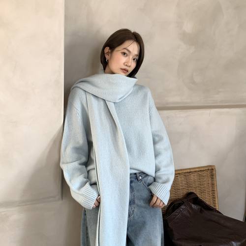 CLEAN SPACE-羊毛圆领针织衫女秋冬上新毛衣（不带围巾）57826