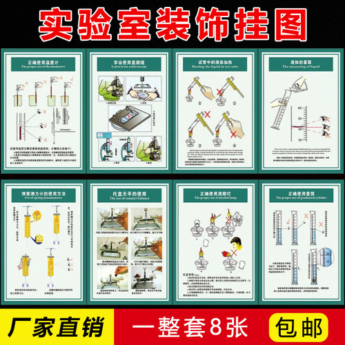 中小学教室仪器设备建设使用方法科学实验室墙贴校园全套挂图