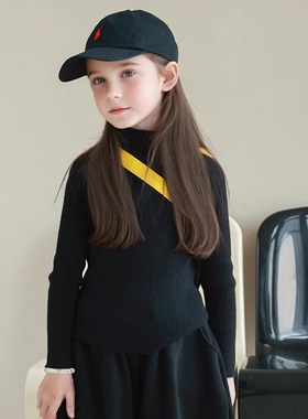 儿童羊毛衫半高领针织衫2025秋冬男女童毛衣纯色百搭套头打底衫潮