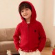 洋气百搭 毛衣女童麻花外套韩版 儿童红色连帽拉链针织开衫 男童长袖